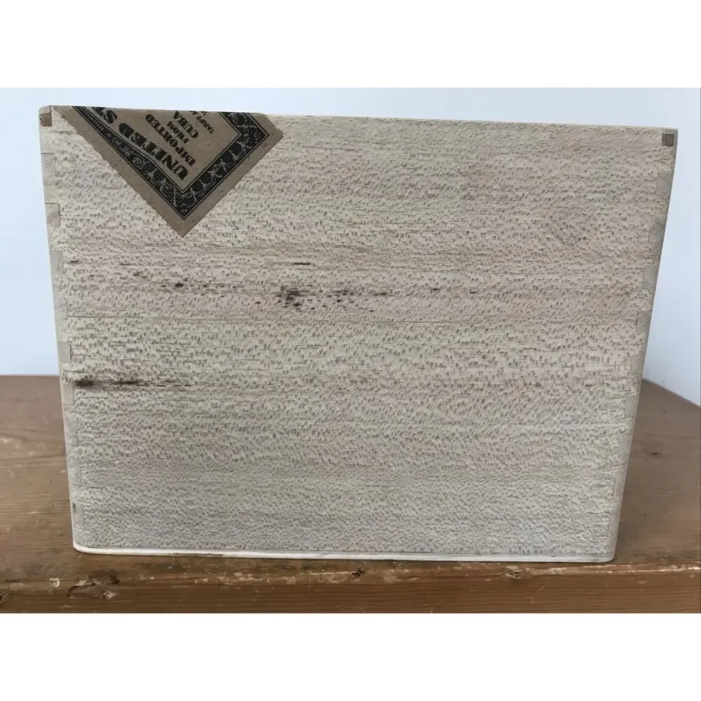 Vintage Style Counterfeit Humorous Wooden Empty 50 Epicure Cigar Trinket Box